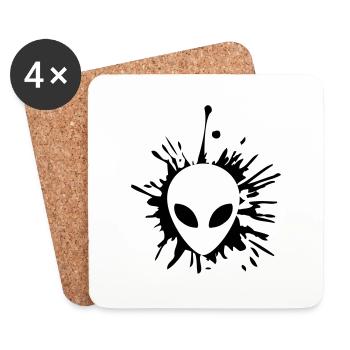 Alien Klecks Tropfen - Untersetzer (4er-Set) - Weiß - Vorne