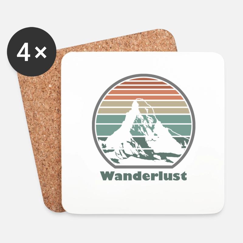 Berg Wandern - Untersetzer (4er-Set) - Weiß