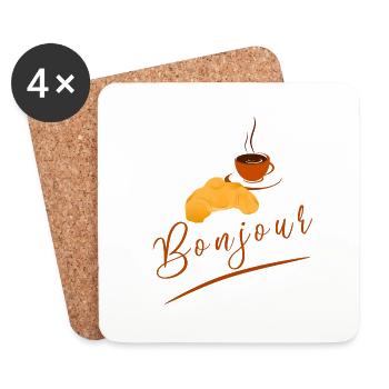Good morning - croissant / coffee - Coasters (set of 4) - white - Front