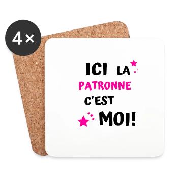 ici la patronne c'est moi - Dessous de verre (lot de 4) - blanc - Devant