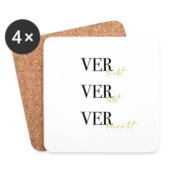 Verliebt, verlobt, verheiratet - Untersetzer (4er-Set) - Weiß - Vorne