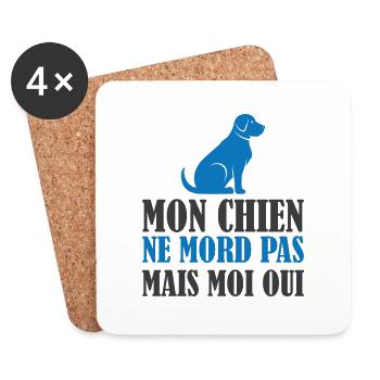 t-shirt propriétaire de chien humour - Dessous de verre (lot de 4) - blanc - Devant