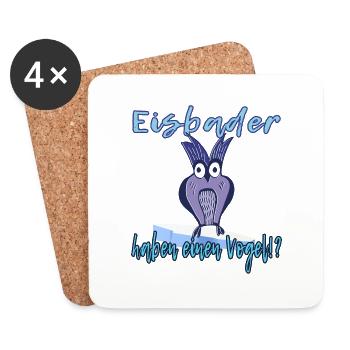 eisbaden winter eisbader vogel pudelmütze kalt - Untersetzer (4er-Set) - Weiß - Vorne