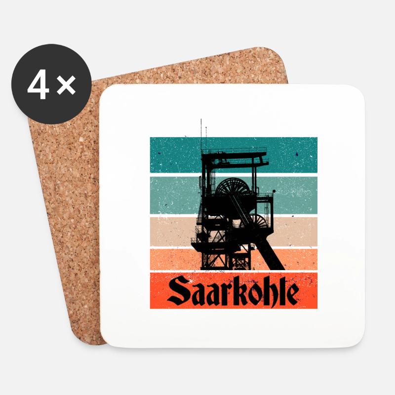 Saarkohle Zeche Saarland Kumpel - Untersetzer (4er-Set) - Weiß