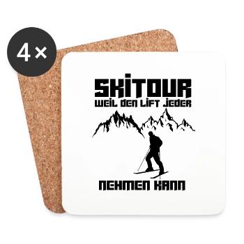 Lustiger Skitouren Spruch Ski Tour Geschenkidee - Untersetzer (4er-Set) - Weiß - Vorne