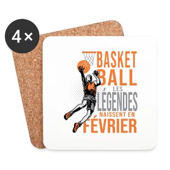 anniversaire basket cadeau papa basketteur février - Dessous de verre (lot de 4) - blanc - Devant