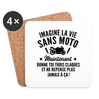 imagine la vie sans moto / humour moto - Dessous de verre (lot de 4) - blanc - Devant
