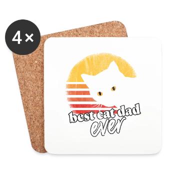 Cat dad Best cat dad ever cat - Coasters (set of 4) - white - Front