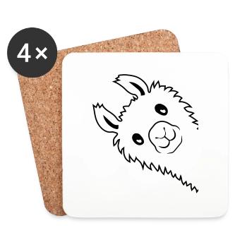 Lama regarde latéral - Dessous de verre (lot de 4) - blanc - Devant