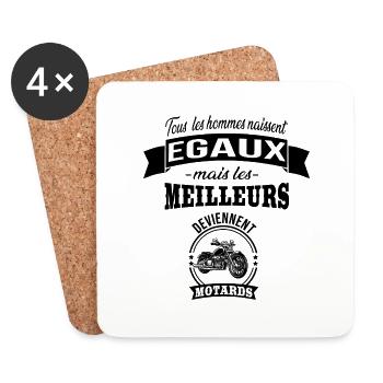 les meilleurs deviennent motards,moto,citation - Dessous de verre (lot de 4) - blanc - Devant