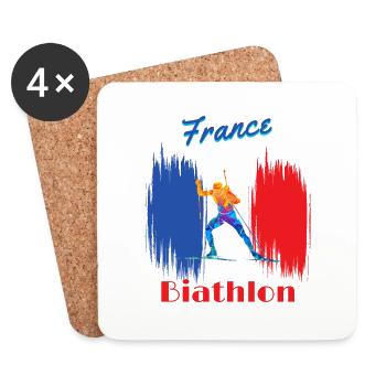 France biathlon supporter biathlète cadeau - Dessous de verre (lot de 4) - blanc - Devant