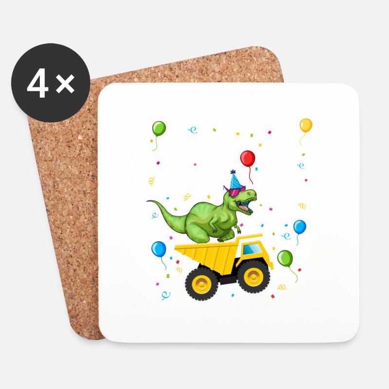 4 Jahre Kinder Geburtstag Dinosaurier - Untersetzer (4er-Set) - Weiß