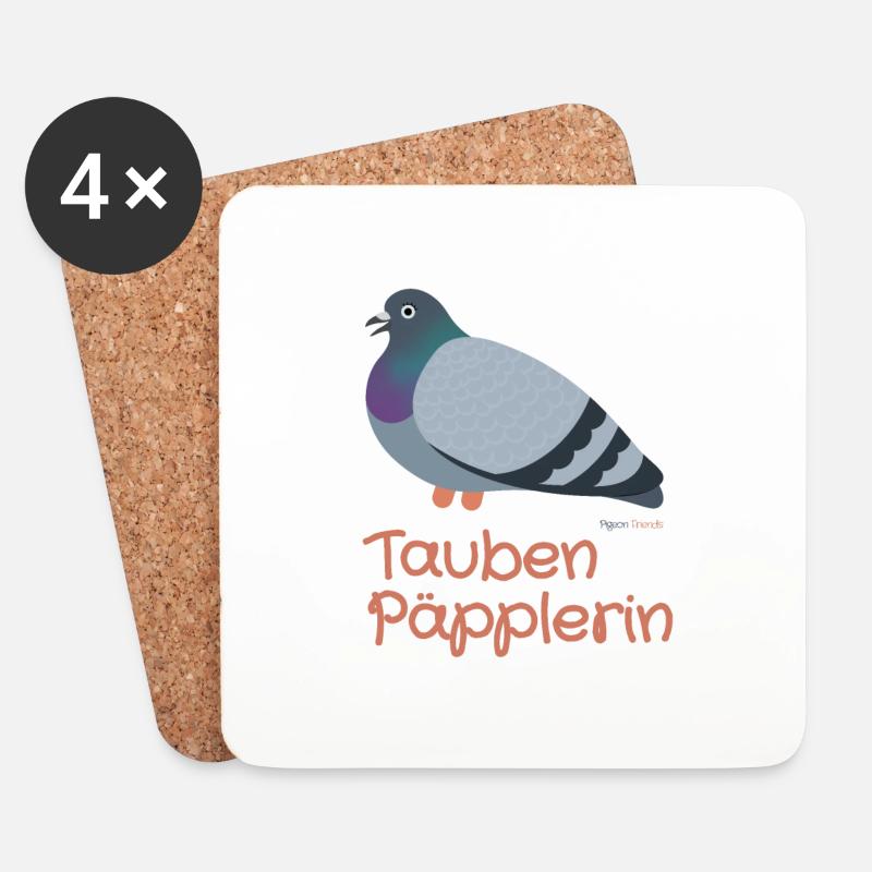 Taube päppeln - Pigeon Heros - Untersetzer (4er-Set) - Weiß