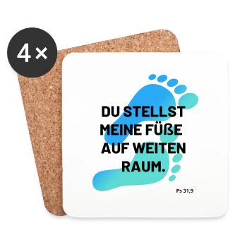 du stellst meine Füße auf weiten Raum mehrfarbig - Untersetzer (4er-Set) - Weiß - Vorne