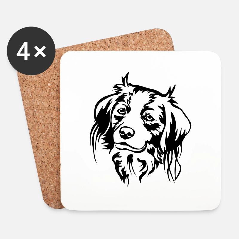 Kooikerhondje Kopf - Untersetzer (4er-Set) - Weiß