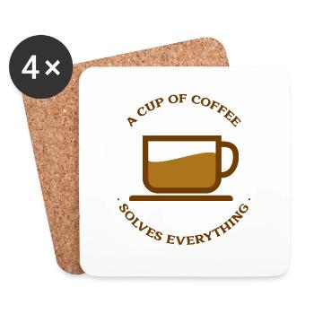 Une tasse de café résout tout - Dessous de verre (lot de 4) - blanc - Devant