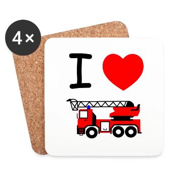 Pompiers - Dessous de verre (lot de 4) - blanc - Devant