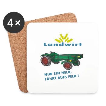 Traktor, Landwirt, Oldtimer - Untersetzer (4er-Set) - Weiß - Vorne