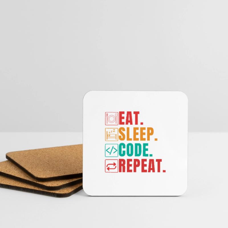 EAT SLEEP CODE REPEAT - CODEUR DRÔLE Dessous de verre (lot de 4)