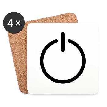 Powerbutton couleur bouton de puissance personnalisable - Dessous de verre (lot de 4) - blanc - Devant