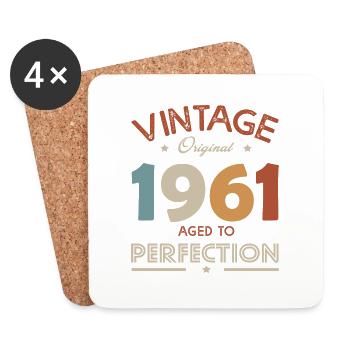 61 ans vintage 1961 cadeau humour 61e anniversaire - Dessous de verre (lot de 4) - blanc - Devant