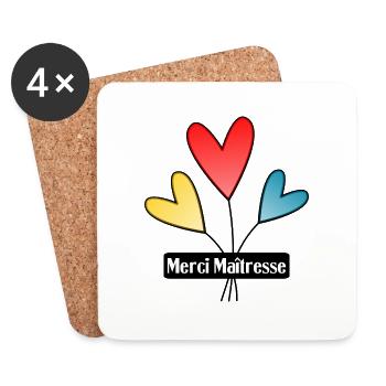 MERCI. MERCI MAÎTRESSE. CADEAU MAÎTRESSE. VACANCES - Dessous de verre (lot de 4) - blanc - Devant