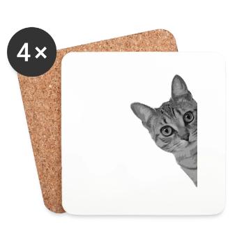 Chat mignon chat chat - Dessous de verre (lot de 4) - blanc - Devant