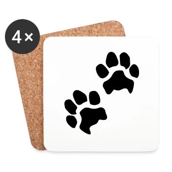 Pfotenabdrücke Hundepfote Pfoten Hund Hunde - Untersetzer (4er-Set) - Weiß - Vorne