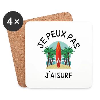 Je Peux Pas J'Ai Surf Surfeur - Dessous de verre (lot de 4) - blanc - Devant