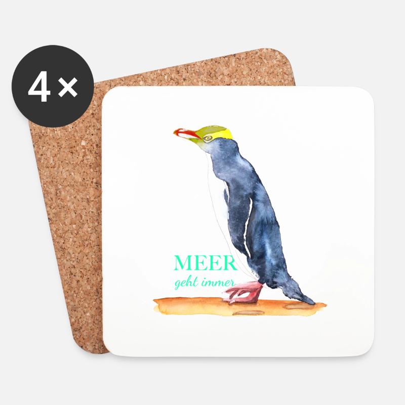 Meer geht immer - Pinguin! - Untersetzer (4er-Set) - Weiß