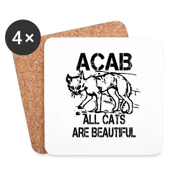 all cats are beautiful acab - Coasters (set of 4) - white - Front