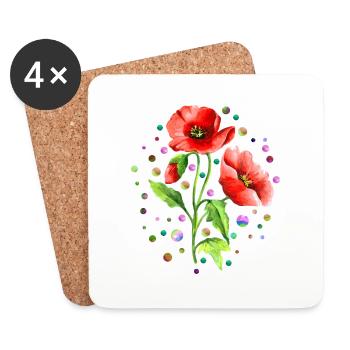 Flowers - Coasters (set of 4) - white - Front