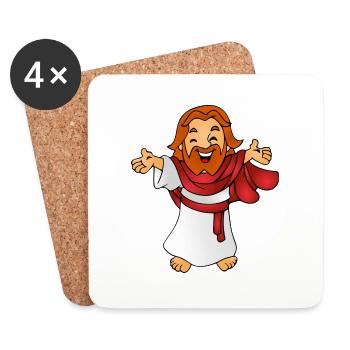 Jesus als Comicfigur Geschenk Geschenkidee - Untersetzer (4er-Set) - Weiß - Vorne