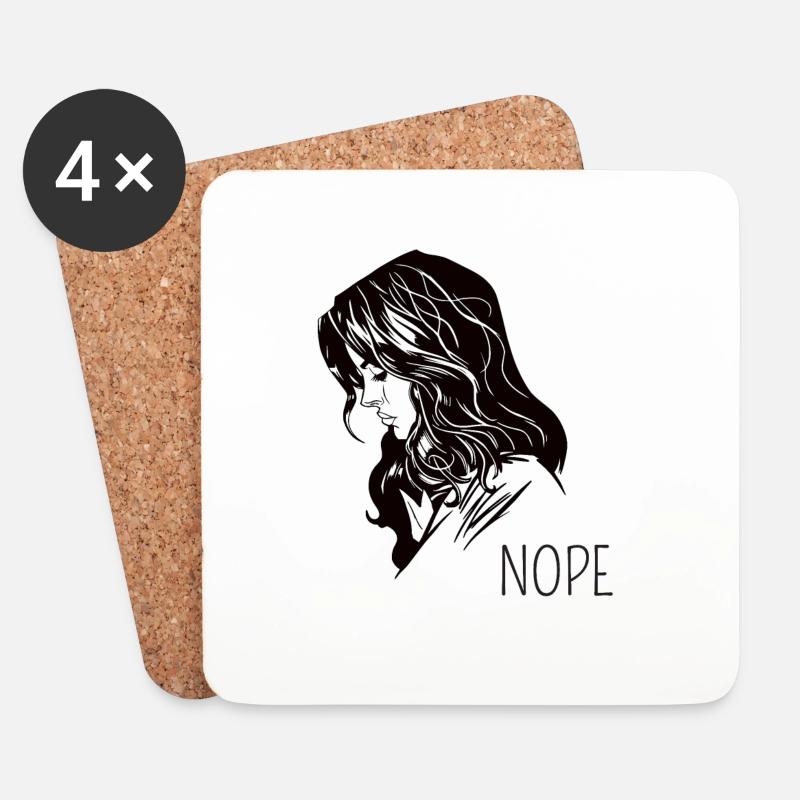 nope girl - Untersetzer (4er-Set) - Weiß