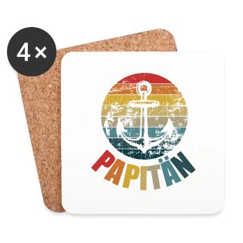 PAPITÄN PAPITAIN KAPITÄN VATERTAG - Untersetzer (4er-Set) - Weiß - Vorne
