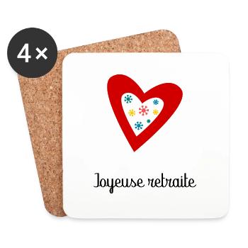 RETRAITE. BONNE RETRAITE. JOYEUSE RETRAITE. - Dessous de verre (lot de 4) - blanc - Devant