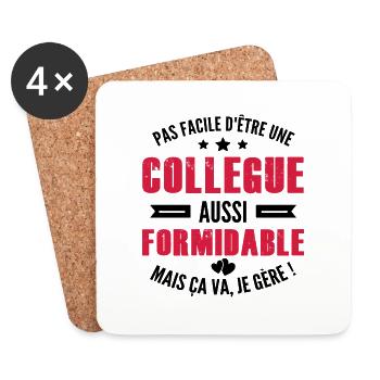 Collègue Formidable / humour femme collègue - Dessous de verre (lot de 4) - blanc - Devant