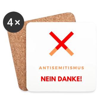 Kein Antisemitismus, Nein Danke, Nein Rassismus - Untersetzer (4er-Set) - Weiß - Vorne