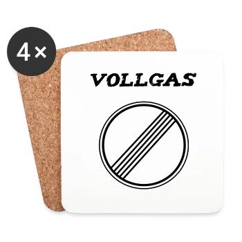 Vollgas Verkehrschild T-Shirt - Untersetzer (4er-Set) - Weiß - Vorne