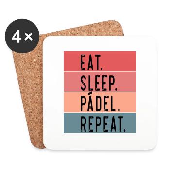 Mangez Sleep Padel Repeat Funny Gift Idea padel - Dessous de verre (lot de 4) - blanc - Devant