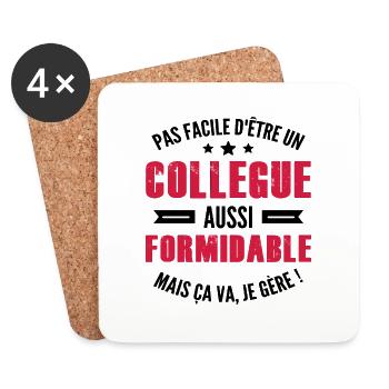 un collègue aussi formidable / humour collègue - Dessous de verre (lot de 4) - blanc - Devant