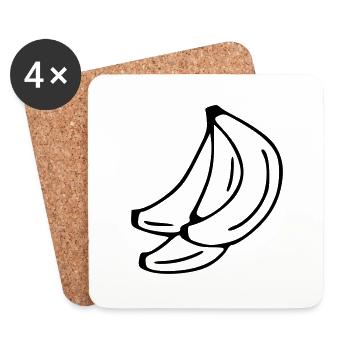 Banana Emoji Fruit Sticker Sketch black - Coasters (set of 4) - white - Front