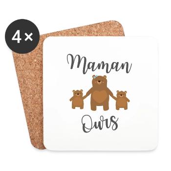 Maman ours - Dessous de verre (lot de 4) - blanc - Devant