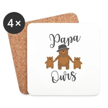 papa ours - Dessous de verre (lot de 4) - blanc - Devant