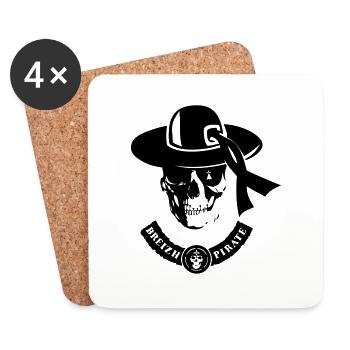 tete de mort crane breizh pirate gang - Dessous de verre (lot de 4) - blanc - Devant