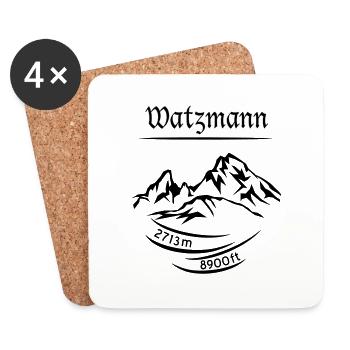 The mountain Watzmann, height 2713 m determined - black - Coasters (set of 4) - white - Front