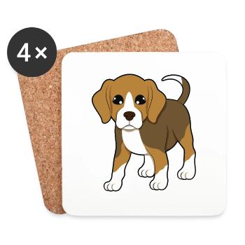 Beagle - Dessous de verre (lot de 4) - blanc - Devant