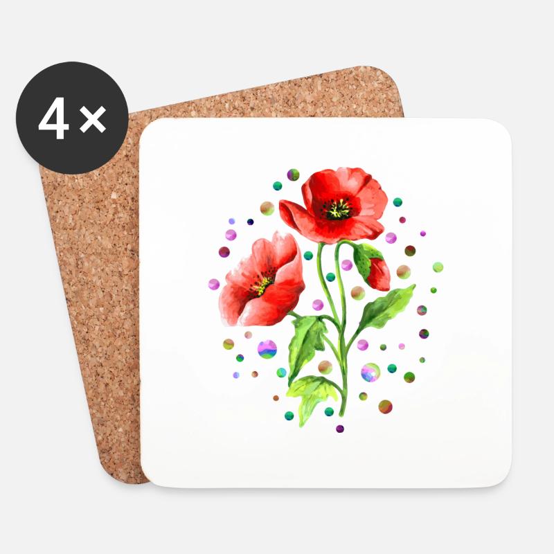 Blumen - Untersetzer (4er-Set) - Weiß