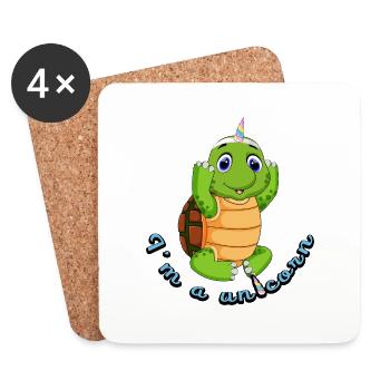 tortue licorne crapaud créature mystique animal - Dessous de verre (lot de 4) - blanc - Devant