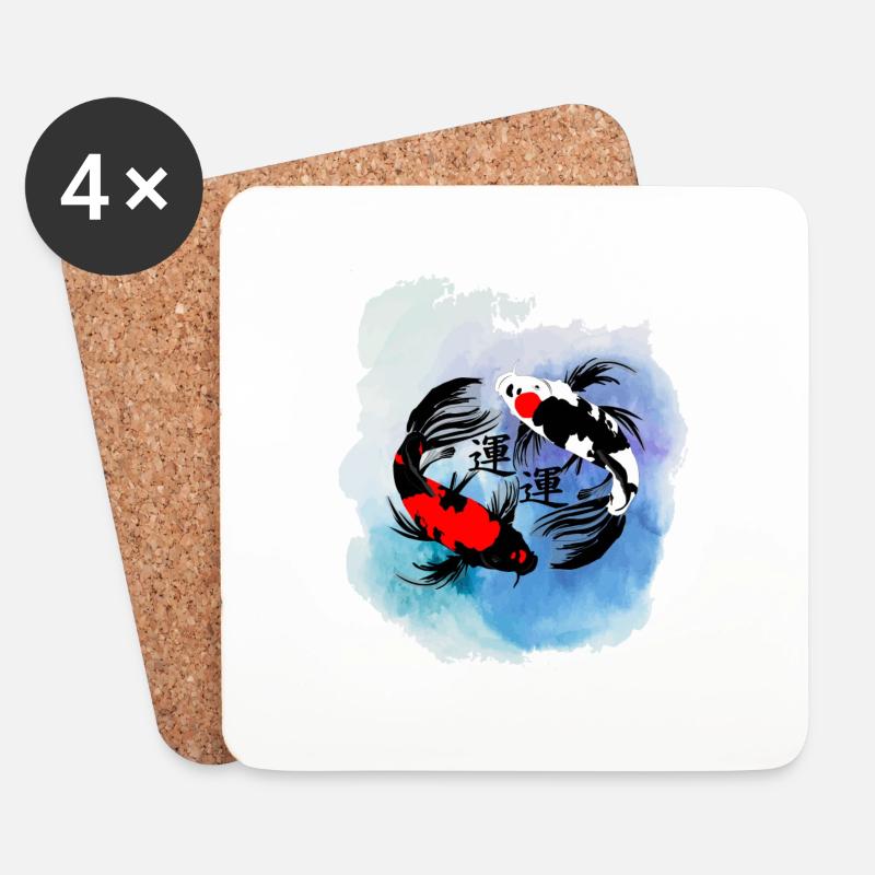 koi carp - Coasters (set of 4) - white